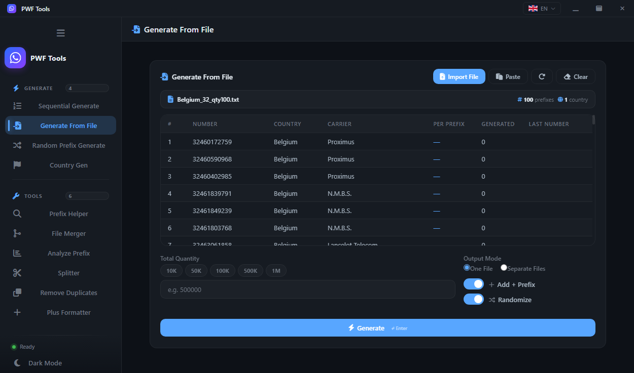Generate From File — Expand an existing list into new candidates while preserving its source prefixes.