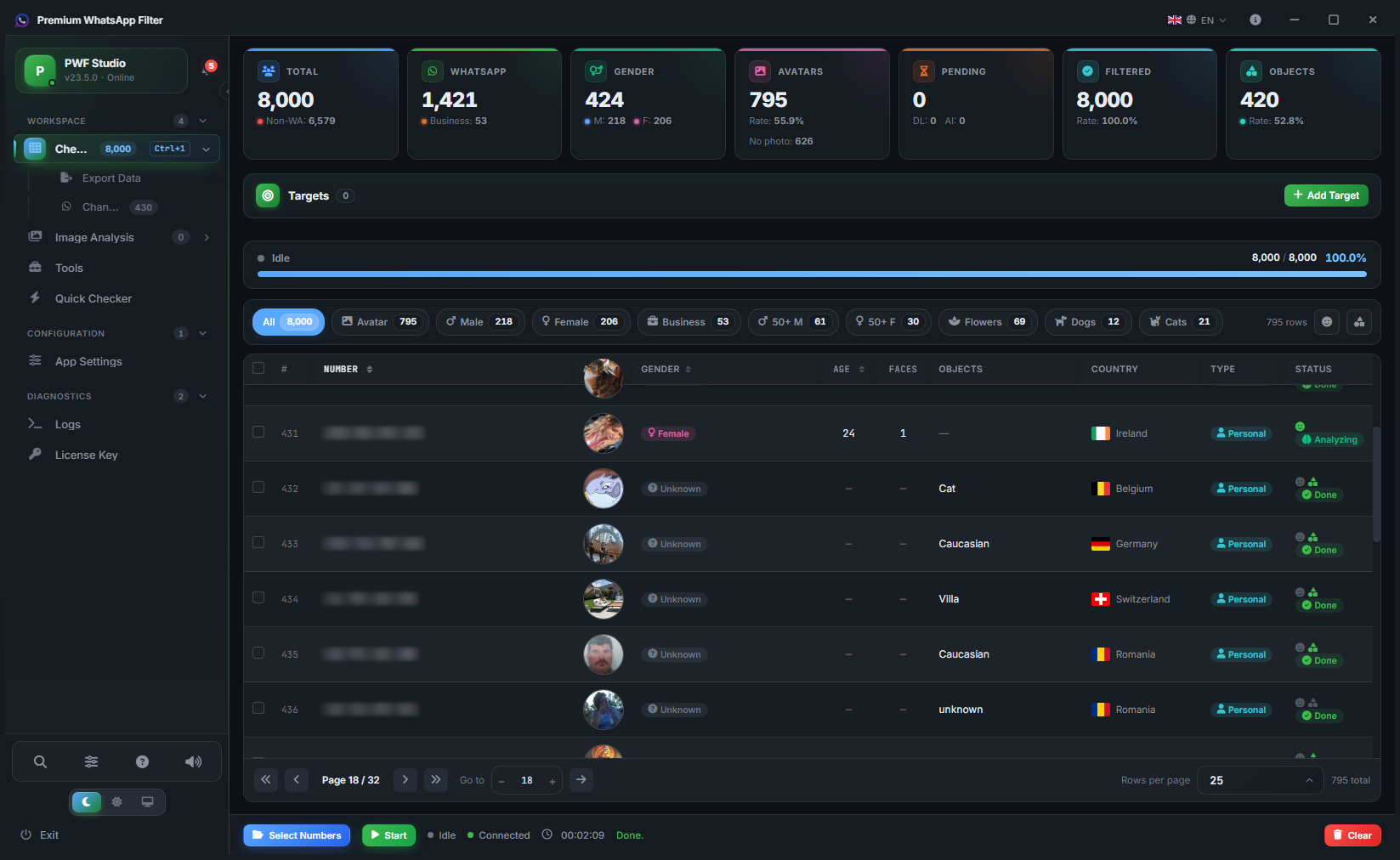 Profile Checker — name, photo and account type for every match
