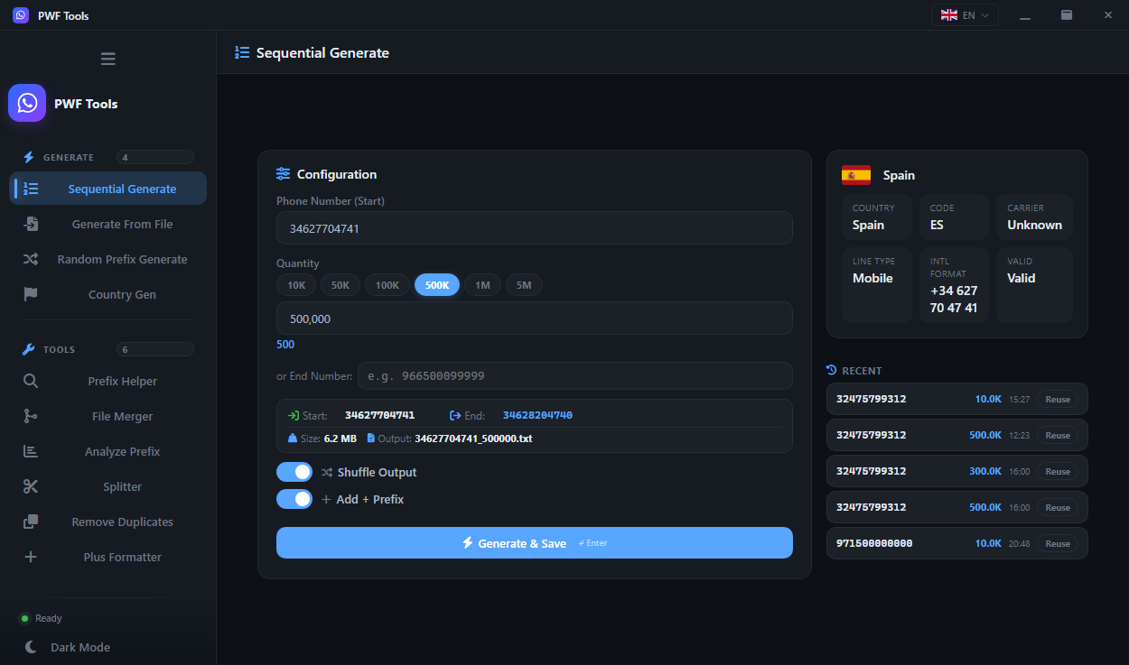 Sequential Generate — range builder