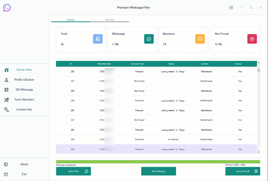 Real-Time WhatsApp Filtering